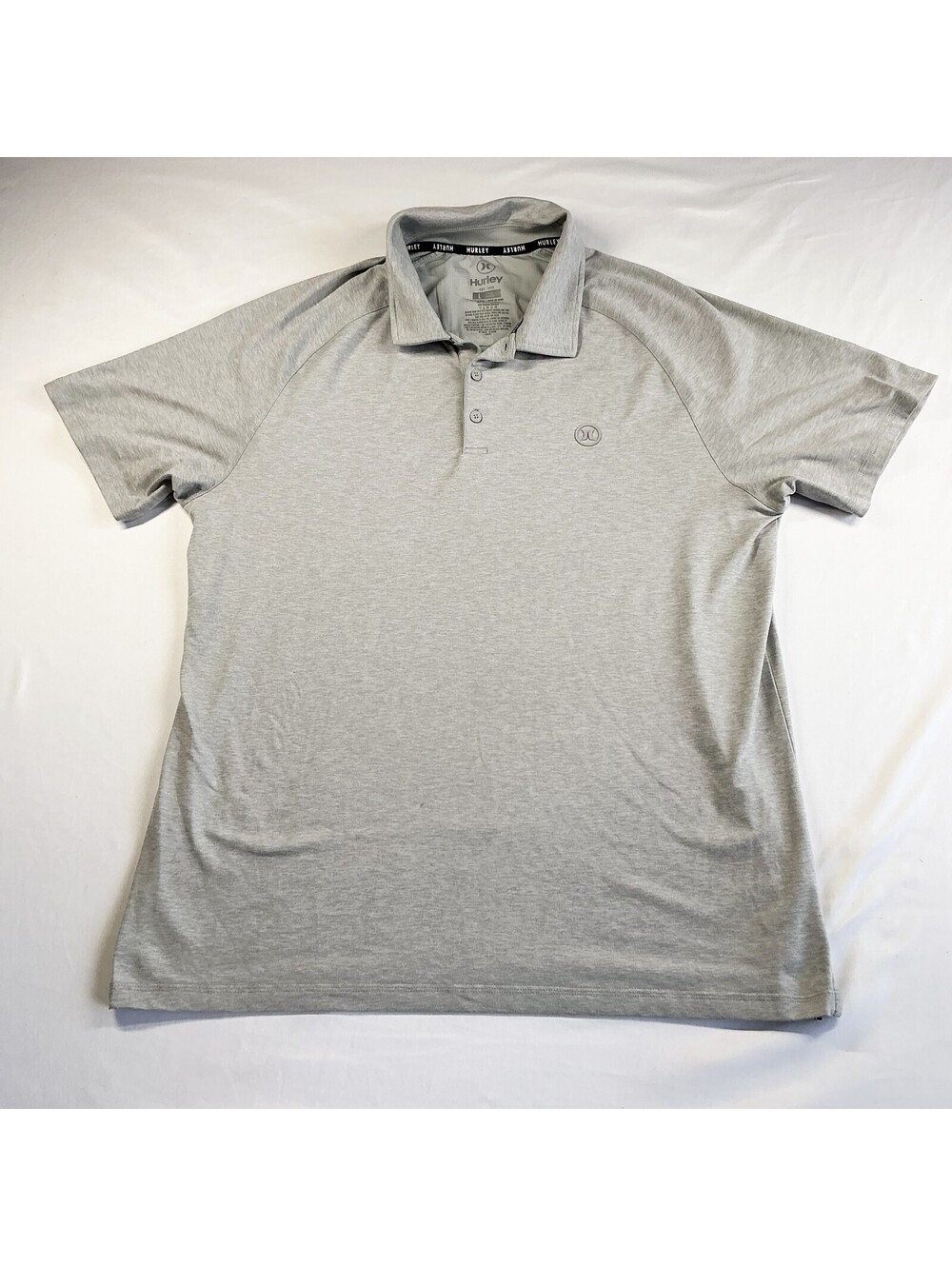 Hurley Men's Gray Soft Performance Polo Shirt Golf Lightweight Breathable Lrg